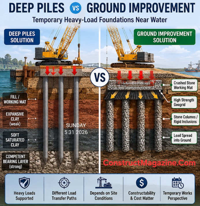 Onshore piles vs ground improvement