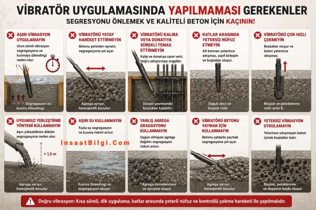 Beton Vibrasyonu Sırasında yapılmaması gerekenler